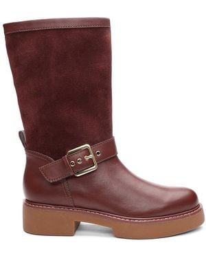 Sanctuary Mandy Leather Mid-Calf Boots - Red