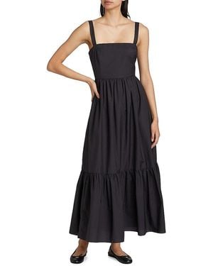 Theory Cotton-Blend Tiered Midi-Dress - Black