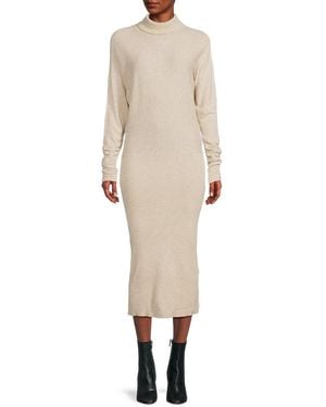 Reiss Wool Blend Turtleneck Midi Dress - Natural