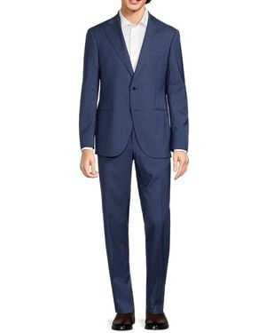 Lubiam Plaid Check Wool Blend Suit - Blue