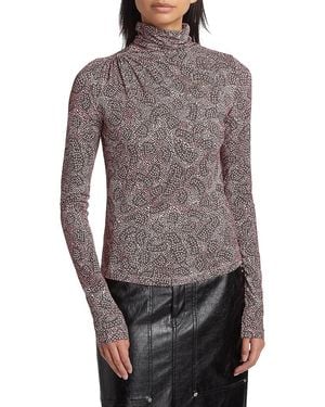 Isabel Marant Lou Printed Jersey Top - Grey