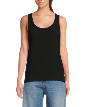 Valentino Solid Scoop Neck Tank - Black
