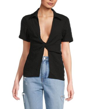 Third Form Waffle Knit Twist Open-Front Shirt - Black
