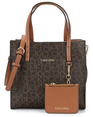 Calvin Klein Anya Logo Leather Crossbody Bag - Brown