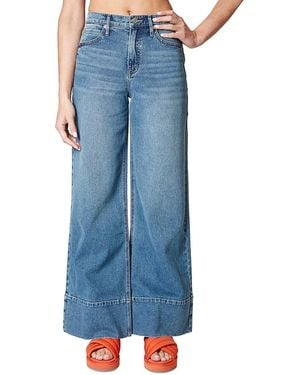 Nicole Miller Mid Rise Faded Wide Leg Jeans - Blue