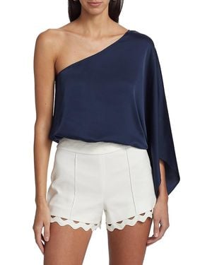 Ramy Brook Gina Satin One-Shoulder Top - Blue
