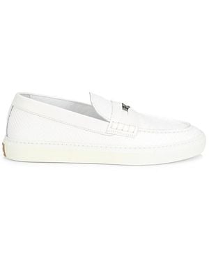 Roberto Cavalli Textured Leather Bit Loafers - White
