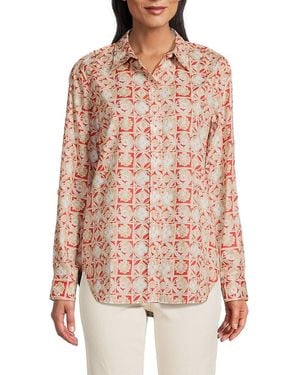 Nautica Tile Print Cotton Shirt - Pink