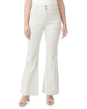 Badgley Mischka Double Button Flare Jeans - White