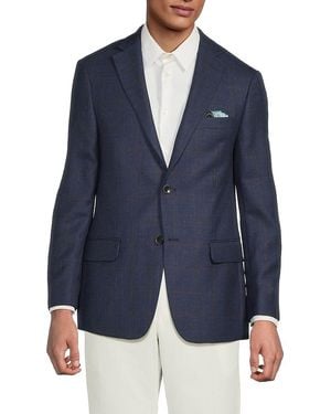 Robert Graham Windowpane Wool-Blend Modern-Fit Sport Coat - Blue