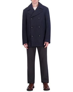 Cole Haan Double Breasted Wool Blend Peacoat - Black