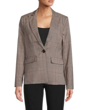 Central Park West Check Blazer - Gray