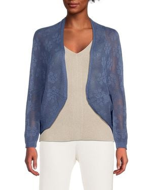 Joseph A Mesh Open Front Cardigan - Blue