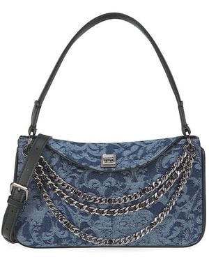 Karl Lagerfeld Nadine Monogram Cotton-Leather Crossbody Bag - Blue