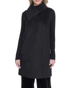 Kenneth Cole Funnel Wool Blend Coat - Black