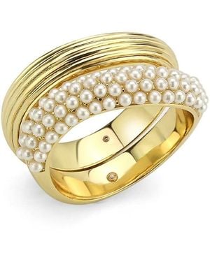 SAVIENE Goldplated Simulated Pearl & Cubic Zirconia Ring - Metallic