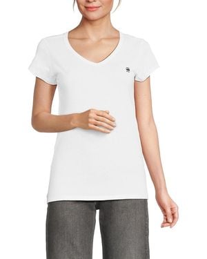 G-Star Slim V-neck Cotton T-shirt - White