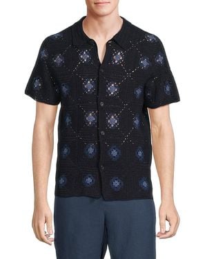 Vince Crocheted Cotton Open-Knit Shirt - Black