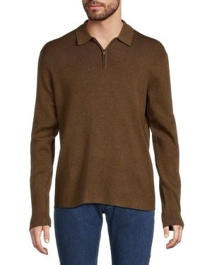 Kenneth Cole Ribbed Quarter Zip Up Polo - Green