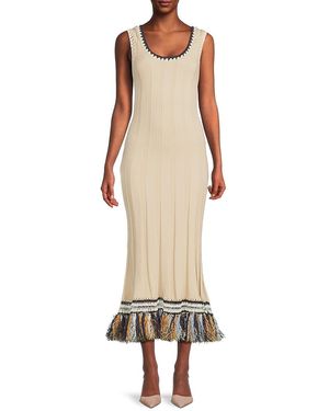 Jonathan Simkhai Julianna Fringe Hem Knit Midi-dress - Natural