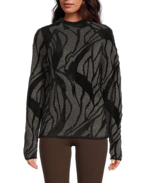DKNY Fuzzy Printed Sweater - Black