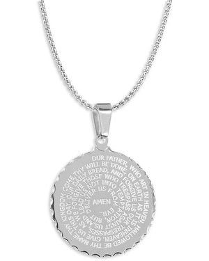 Anthony Jacobs Our Father Prayer 18K Goldplated Circle Pendant Necklace - White