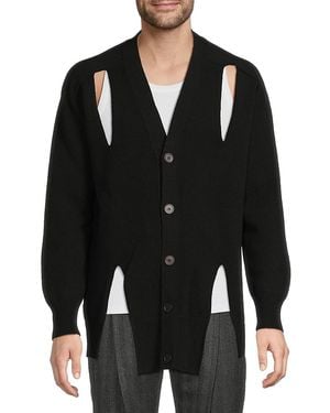 McQueen Cutout Wool Cardigan - Black