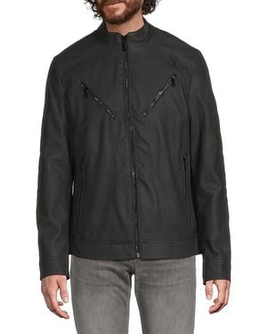 Karl Lagerfeld Stand Collar Pebble Textured Jacket - Black