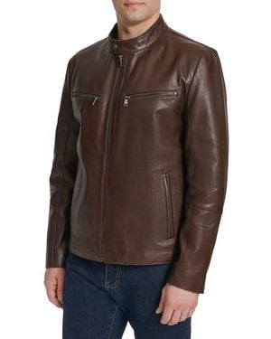 Cole Haan Classic Leather Moto Jacket - Brown