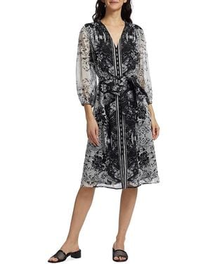 Tahari The Celia Floral Georgette Dress - Black