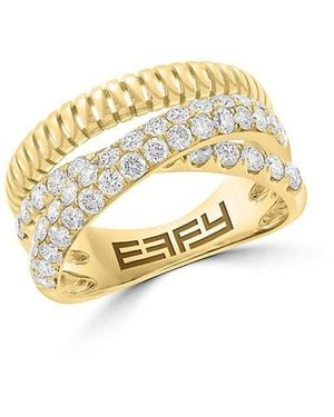 Effy 14k Yellow Gold & 1.24 Tcw Diamond Crisscross Ring - Metallic