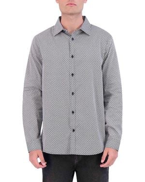 Karl Lagerfeld Printed Point Collar Button-Down Shirt - Grey