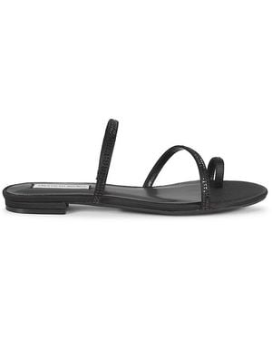 Saks Fifth Avenue Lea Leather Rhinestone Flat Sandals - Black