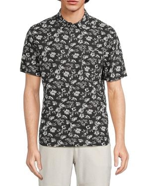 Vince Firework Floral Linen-Blend Shirt - Black