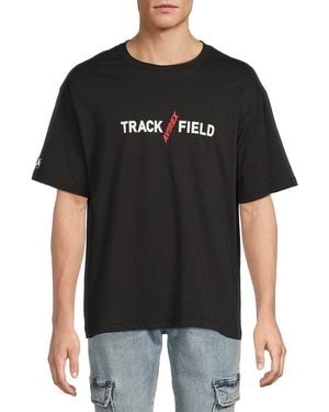 Avirex Track Field Logo Cotton T-Shirt - Black
