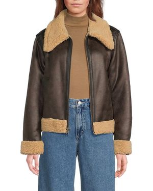 Levi's Faux Leather & Faux Shearling Trimmed Jacket - Black