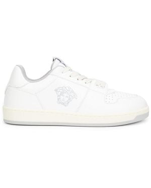 Versace Logo Low Top Leather Trainers - White