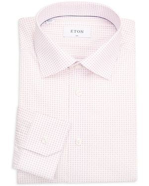 Eton Geometric-Print Cotton Slim-Fit Dress Shirt - Pink