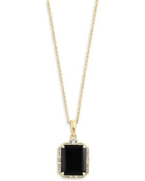 Effy 14K, 0.16 Tcw Diamond & 5.10 Ctw Onyx Pendant Necklace - White