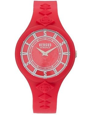 Versus Fire Island Studs Silicone Strap Watch/39Mm - Red