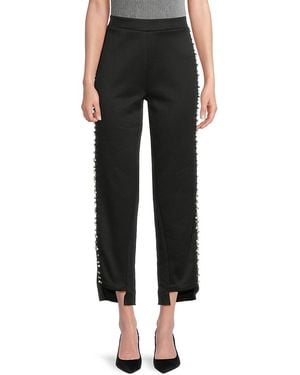 Lea & Viola Embellished Cropped Trousers - Black