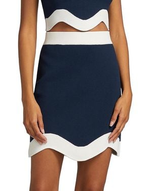 AMUR Dean Knit Scallop-Hem Miniskirt - Blue