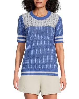 Joseph A Pointelle Knit Short-Sleeve Jumper - Blue