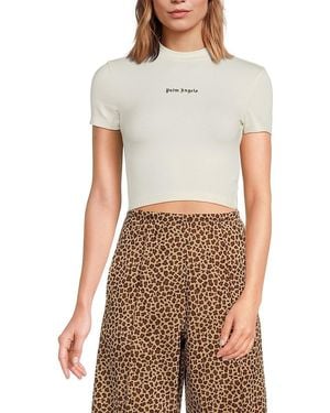Palm Angels Logo Stretch Cotton Crop Top - White