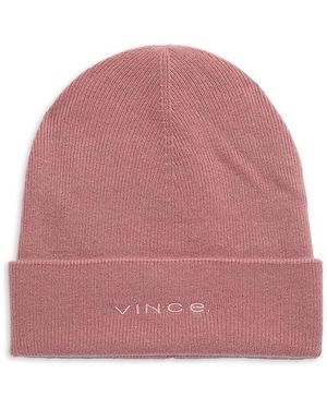 Vince Ribbed Merino Wool Blend Beanie - Pink