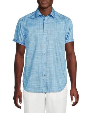 Robert Graham Roth Cotton Button-Front Shirt - Blue