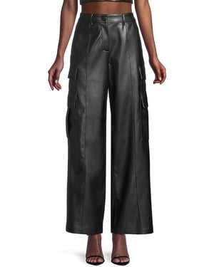 MILLY Tobias Faux Leather Cargo Pants - Black