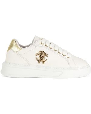 Roberto Cavalli Logo Plaque Leather Low-Top Trainers - White