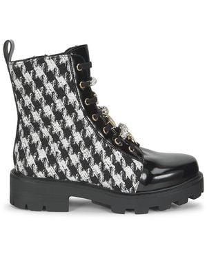 Karl Lagerfeld Mela 40Mm Houndstooth Combat Boots - Black