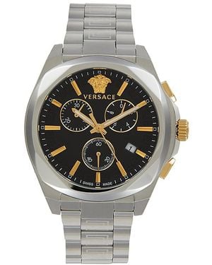 Versace 40mm Two Tone Stainless Steel Medusa Chronograph Bracelet Watch - Grey